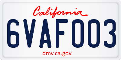 CA license plate 6VAF003