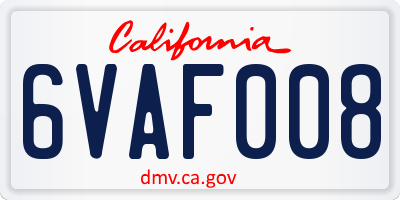CA license plate 6VAF008