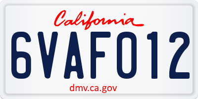 CA license plate 6VAF012