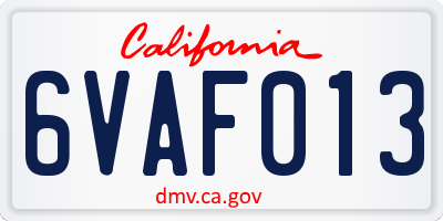 CA license plate 6VAF013
