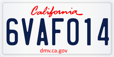CA license plate 6VAF014