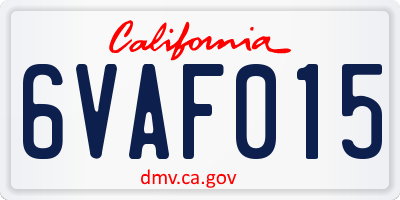 CA license plate 6VAF015