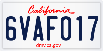 CA license plate 6VAF017