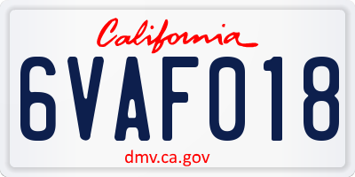 CA license plate 6VAF018