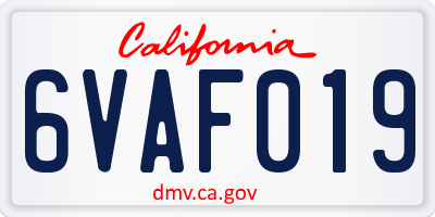 CA license plate 6VAF019
