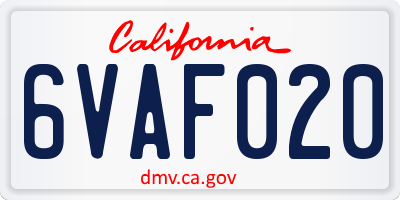 CA license plate 6VAF020