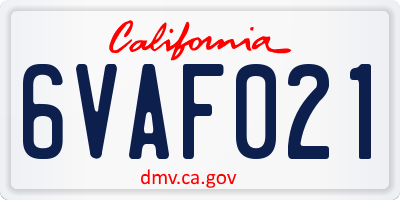 CA license plate 6VAF021