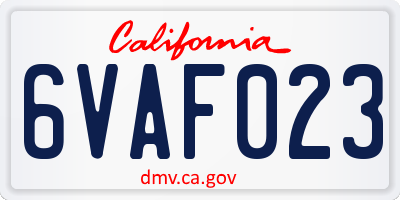 CA license plate 6VAF023
