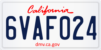 CA license plate 6VAF024