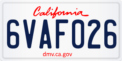 CA license plate 6VAF026