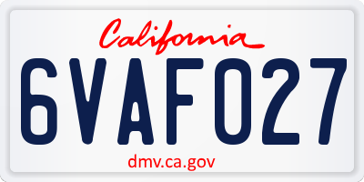 CA license plate 6VAF027