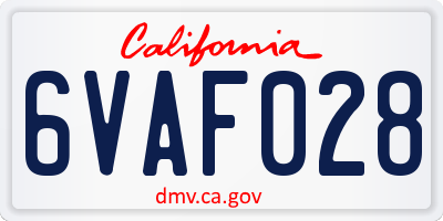 CA license plate 6VAF028