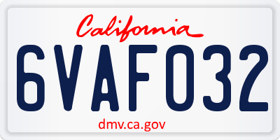 CA license plate 6VAF032