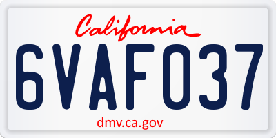 CA license plate 6VAF037