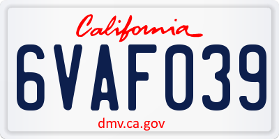 CA license plate 6VAF039