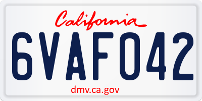 CA license plate 6VAF042