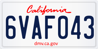 CA license plate 6VAF043