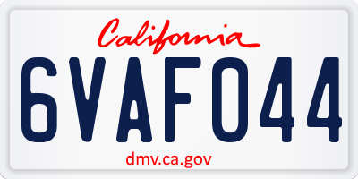 CA license plate 6VAF044