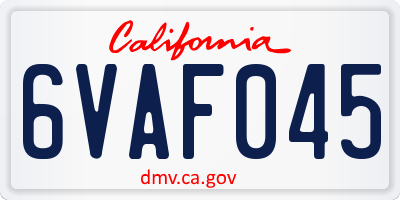 CA license plate 6VAF045