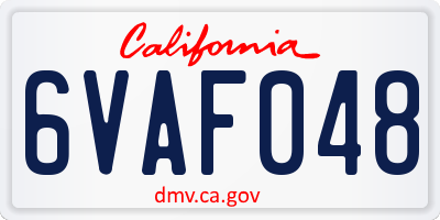 CA license plate 6VAF048