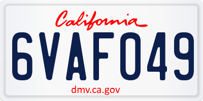 CA license plate 6VAF049