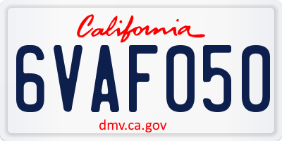 CA license plate 6VAF050