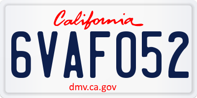 CA license plate 6VAF052