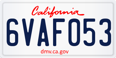 CA license plate 6VAF053