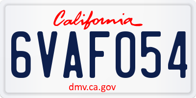 CA license plate 6VAF054