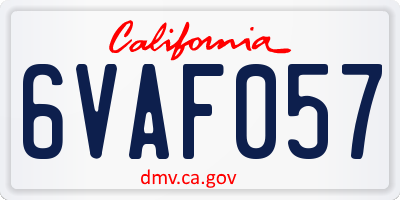 CA license plate 6VAF057