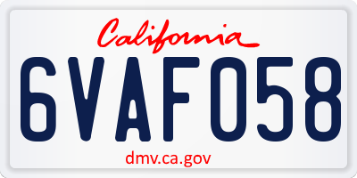 CA license plate 6VAF058