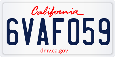 CA license plate 6VAF059