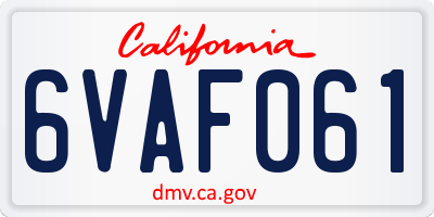 CA license plate 6VAF061