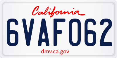 CA license plate 6VAF062