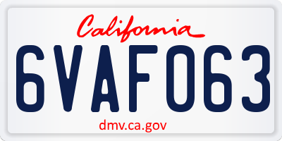 CA license plate 6VAF063