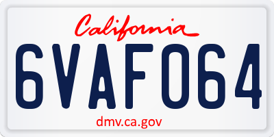 CA license plate 6VAF064