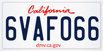 CA license plate 6VAF066