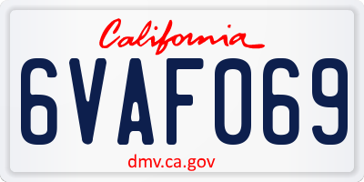 CA license plate 6VAF069