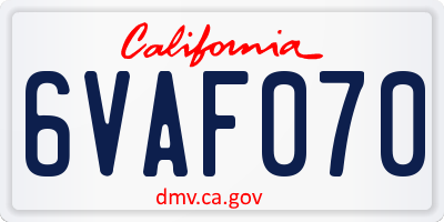 CA license plate 6VAF070