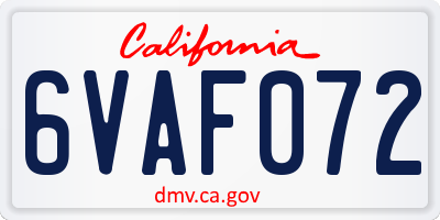 CA license plate 6VAF072