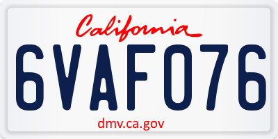 CA license plate 6VAF076