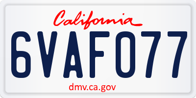 CA license plate 6VAF077