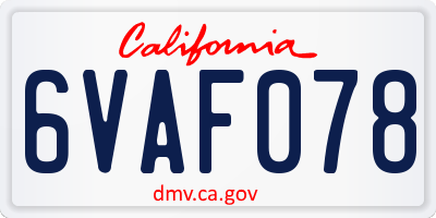 CA license plate 6VAF078