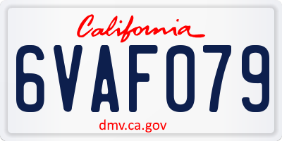 CA license plate 6VAF079