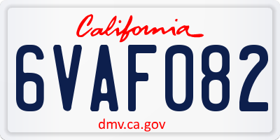 CA license plate 6VAF082