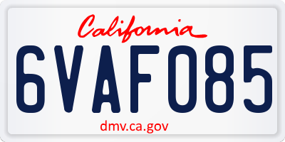 CA license plate 6VAF085