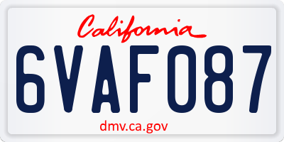 CA license plate 6VAF087