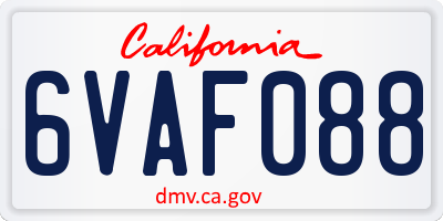 CA license plate 6VAF088