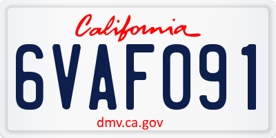 CA license plate 6VAF091