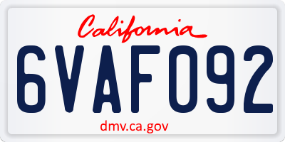 CA license plate 6VAF092